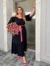 Сукня трапеція чорна з малиною №100046 - фото 1