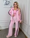 Стильний якісний костюмчик з лампасами рожевий №100056 - фото 2