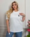 Футболках-туніка оверсайз з накатом біла №100086 - фото 4