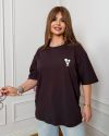 Футболках-туніка оверсайз з накатом шоколад №100087 - фото 1