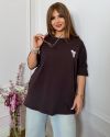 Футболках-туніка оверсайз з накатом шоколад №100087 - фото 2
