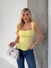 Базова майка з ідеальним вирізом пастельно-жовта №100288 - фото 1