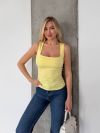 Базова майка з ідеальним вирізом пастельно-жовта №100288 - фото 6