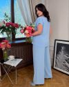 Костюм двійка з креп-жатки блакитний №100950 - фото 4