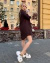 Легка літня сукня сорочка з мусліну шоколадна №101013 - фото 6