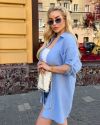 Легка літня сукня сорочка з мусліну блакитна №101017 - фото 2