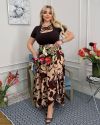 Спідниця на запах з трикотажу шоколадно-бежева №101054 - фото 3