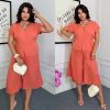 Костюм двійка з льону помаранчевий №101109 - фото 1