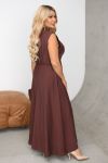 Вишукана максі-сукня шоколад з льону №101399 - фото 3