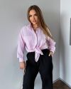Костюм двійка брюки палацо та сорочка у смужку зі льну №101580 - фото 2