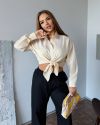 Костюм двійка брюки палацо та сорочка у смужку зі льну №101582 - фото 8