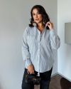 Костюм двійка брюки палацо та сорочка у смужку зі льну №101583 - фото 3