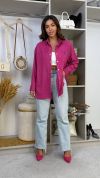 Стильна вельветова сорочка малина №101831 - фото 3