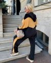Велюровий костюм гірчиця/чорний №102211 - фото 5