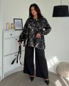 Сорочка шовкова чорна №102260 - фото 5