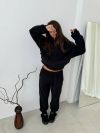 Мʼякий та приємний до тіла флісовий костюм чорний №102507 - фото 5