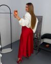 Спідниця з королівського атласу червона №102589 - фото 4
