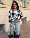 Сорочка оверсайз в клітинку чорна №102774 - фото 5