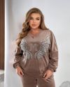 Стильний бежевий жіночий костюм із велюру №103308 - фото 7