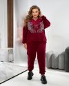 Стильний бордовий жіночий костюм із велюру №103309 - фото 1