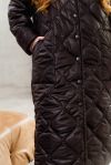 Довга стьобана куртка чорна №103341 - фото 2
