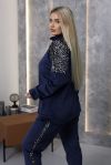 Синій велюровий костюм +паетка на велюрі №103431 - фото 5