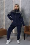 Синій велюровий костюм +паетка на велюрі №103431 - фото 7