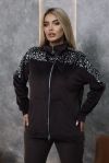 Шоколадний велюровий костюм +паетка на велюрі №103433 - фото 7