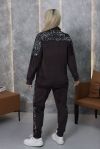 Шоколадний велюровий костюм +паетка на велюрі №103433 - фото 9