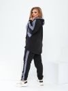 Теплий спортивний костюм сіро-блакитний-чорний №103779 - фото 2