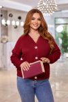 Стильна та затишна кофта на ґудзиках марсала №103813 - фото 3