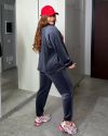 Спортивний костюм з велюру в кольорі графіт №97960 - фото 4