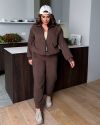 Стильний костюм з мікровельвету в кольорі мокко №97966 - фото 2