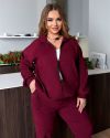 Стильний костюм з мікровельвету бордовому кольору №97968 - фото 2