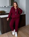 Стильний костюм з мікровельвету бордовому кольору №97968 - фото 3