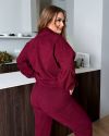 Стильний костюм з мікровельвету бордовому кольору №97968 - фото 4