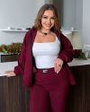 Стильний костюм з мікровельвету бордовому кольору №97968 - фото 5