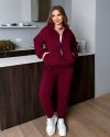 Стильний костюм з мікровельвету бордовому кольору №97968 - фото 7