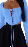 Топ зі шнурівкою блакитного кольору №97974 - фото 2