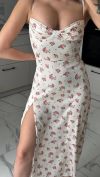 Сукня з корсетною імітацією молочна в квіти №98117 - фото 3