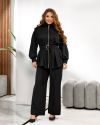 Елегантний, стильний жіночий костюм чорний №98146 - фото 2