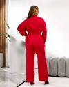 Елегантний, стильний жіночий костюм червоний №98149 - фото 4