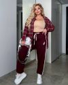 Жіночі штани спортивного типу бургунді №98163 - фото 4
