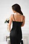 Атласна сукня з корсетною спинкою чорна №98209 - фото 2