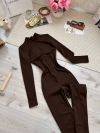 Комфортний та максимально стильний комбінезон шоколад №98265 - фото 2