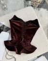 Оксамитовий корсет шоколад №98270 - фото 4