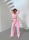 Стильний практичний костюмчик з велюру рожевий №98271 - фото 4
