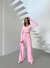 Стильний практичний костюмчик з велюру рожевий №98271 - фото 5