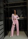 Стильний практичний костюмчик з велюру рожевий №98271 - фото 7