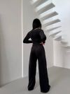 Стильний практичний костюмчик з велюру чорний №98272 - фото 2